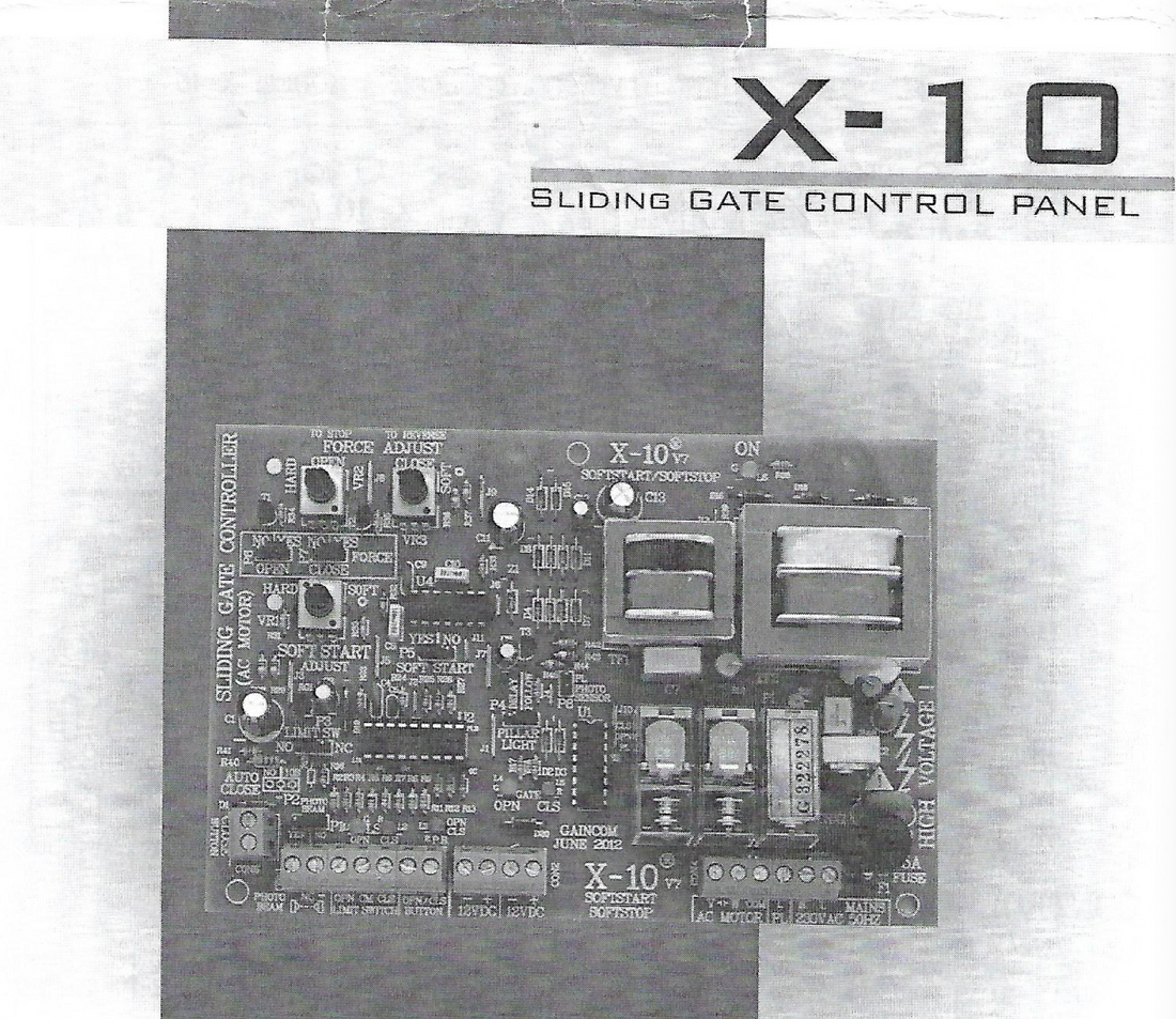 sliding gate control panel x-10 setting and programming configuration