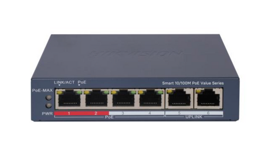 Suis POE Pintar Ethernet Cepat DS-3E1106P-EI/M 4 Port 